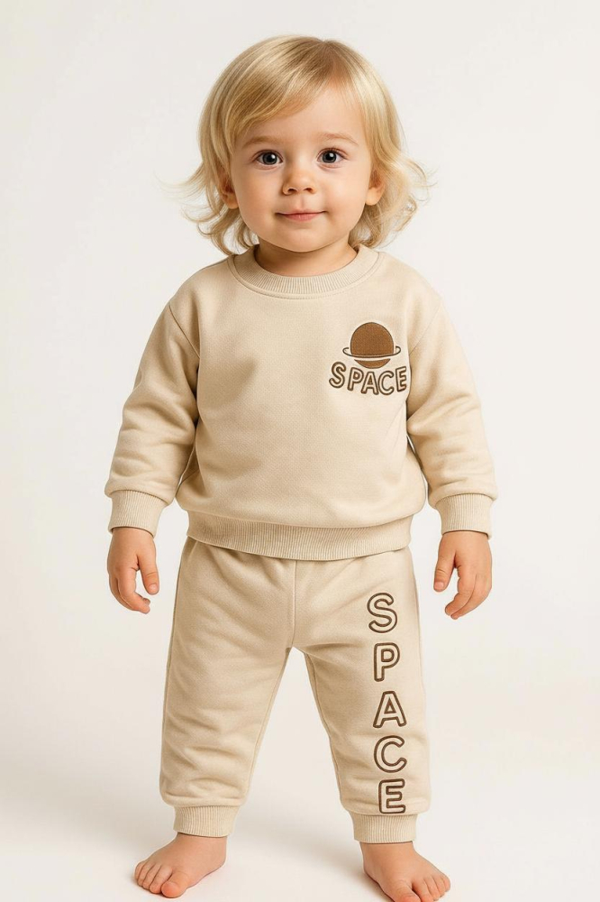 Trening bebelusi Babycoy din bumbac 100% -  SPACE - Crem [1]