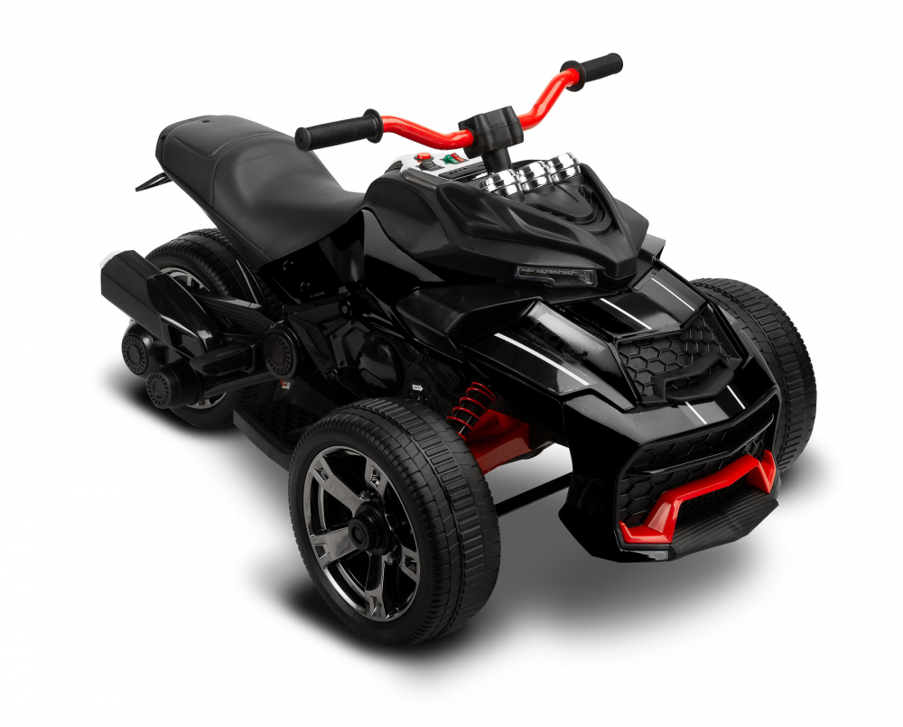 Trike electric cu 2 motoare, panou multimedia cu USB si Bluetooth, NEGRU [2]