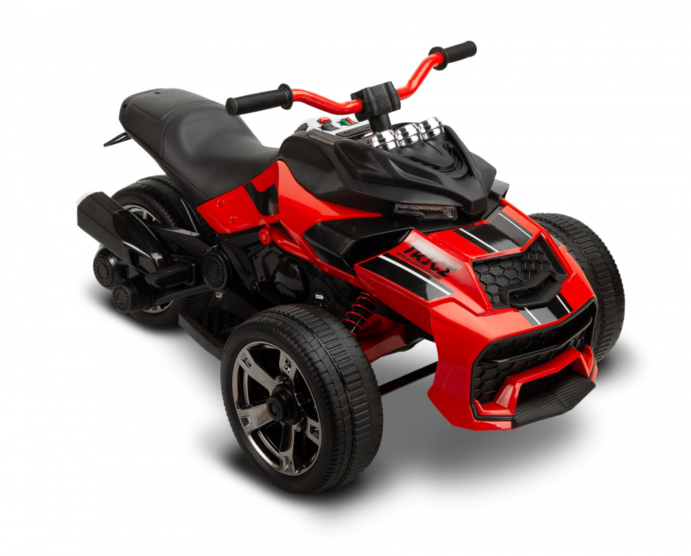 Trike electric cu 2 motoare, panou multimedia cu USB si Bluetooth, rosu [2]
