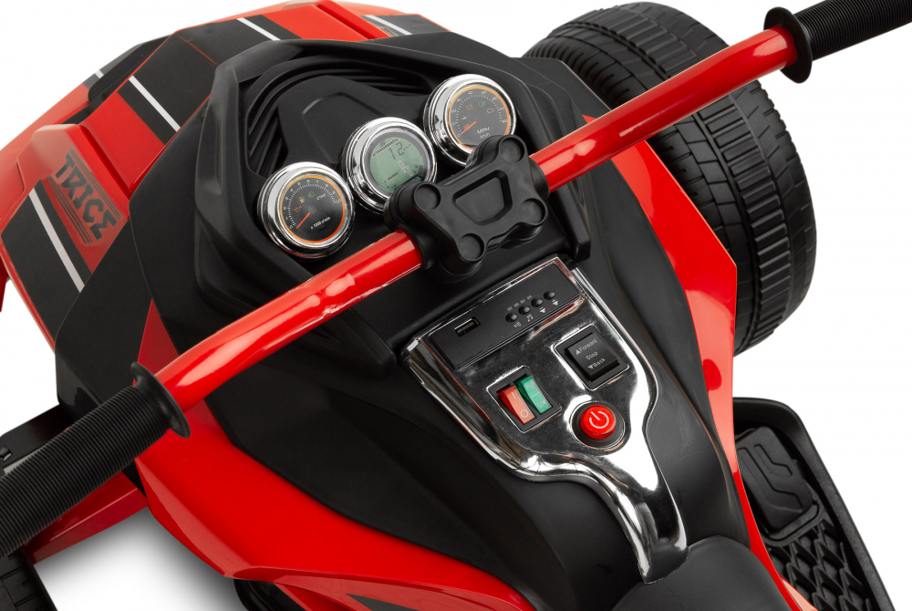 Trike electric cu 2 motoare, panou multimedia cu USB si Bluetooth, rosu [9]