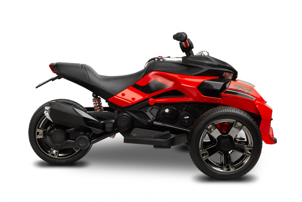 Trike electric cu 2 motoare, panou multimedia cu USB si Bluetooth, rosu [6]