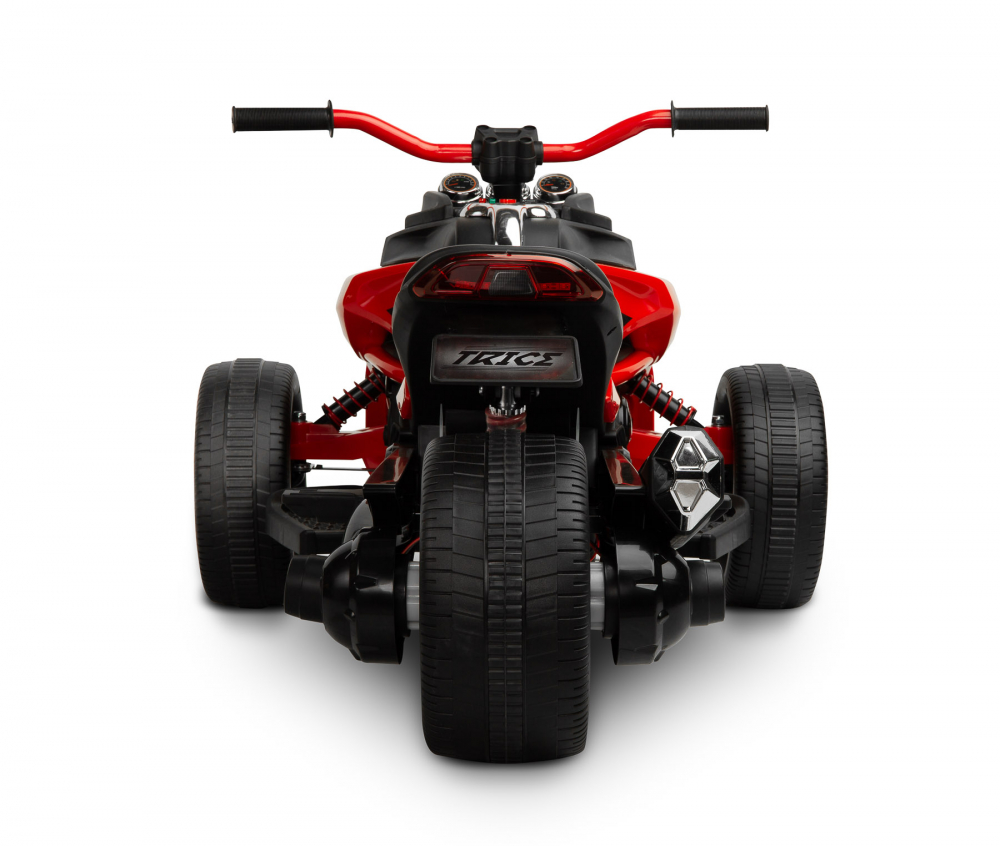 Trike electric cu 2 motoare, panou multimedia cu USB si Bluetooth, rosu [4]