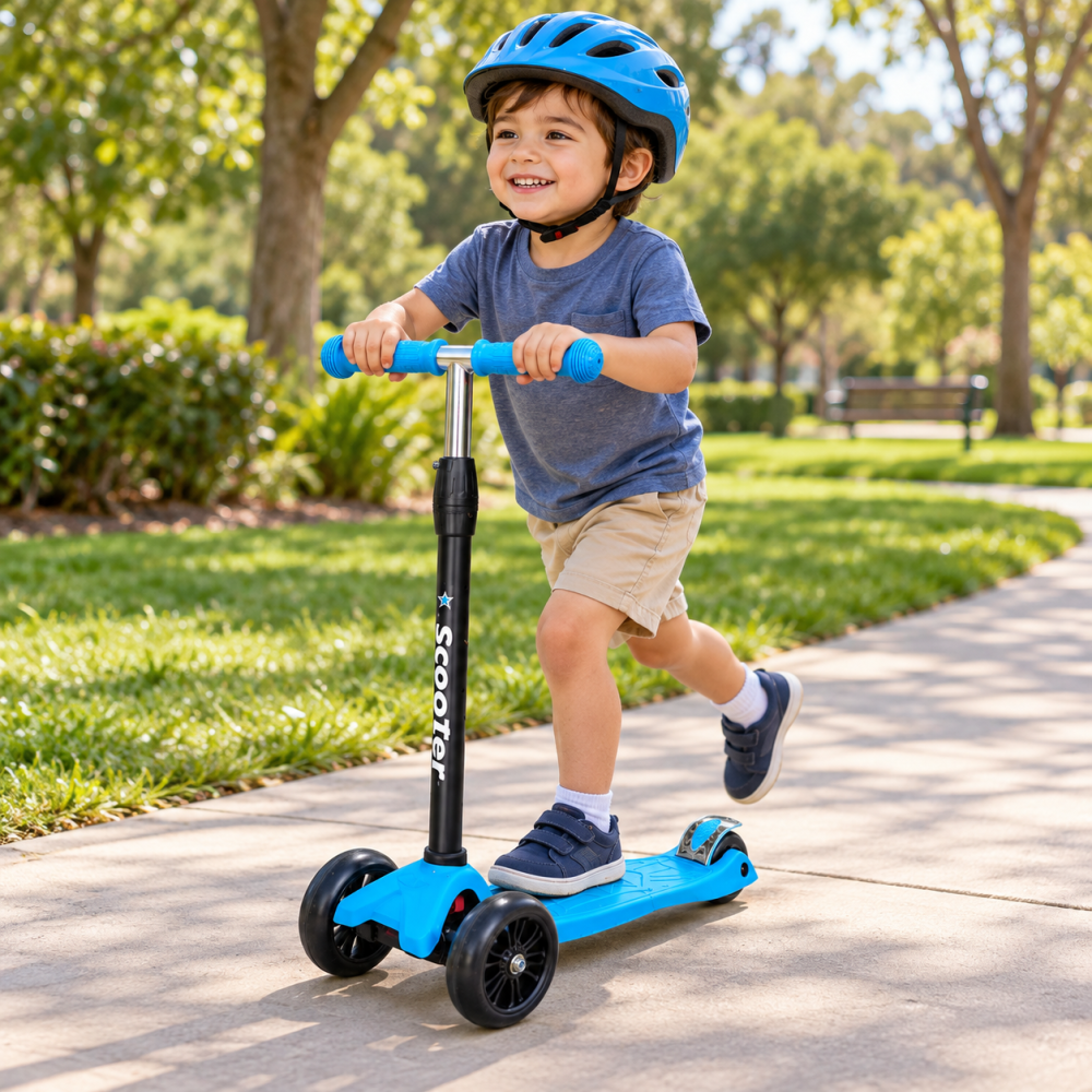Trotineta copii Scooter 500A, albastra, roti PU, frana spate, max. 40 kg, 3 ani+ [3]