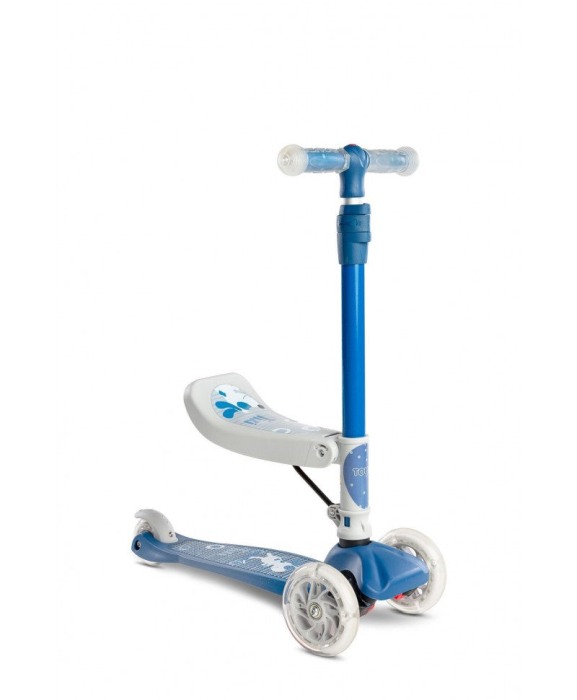 Trotineta cu 3 roti, leduri si sezut pentru copii - Toyz TIXI 2 in 1, baieti [2]