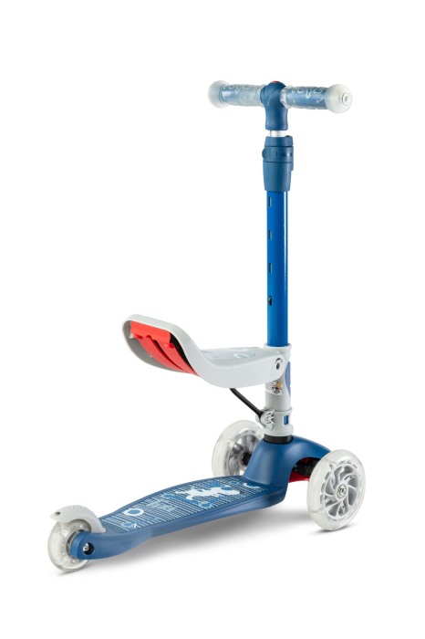 Trotineta cu 3 roti, leduri si sezut pentru copii - Toyz TIXI 2 in 1, baieti [3]