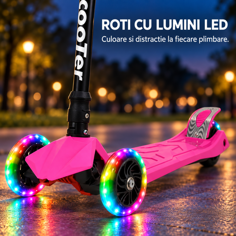 Trotineta pentru fetite Scooter 500A, roz, roti PU, frana spate, max. 40 kg, 3 ani+ [4]