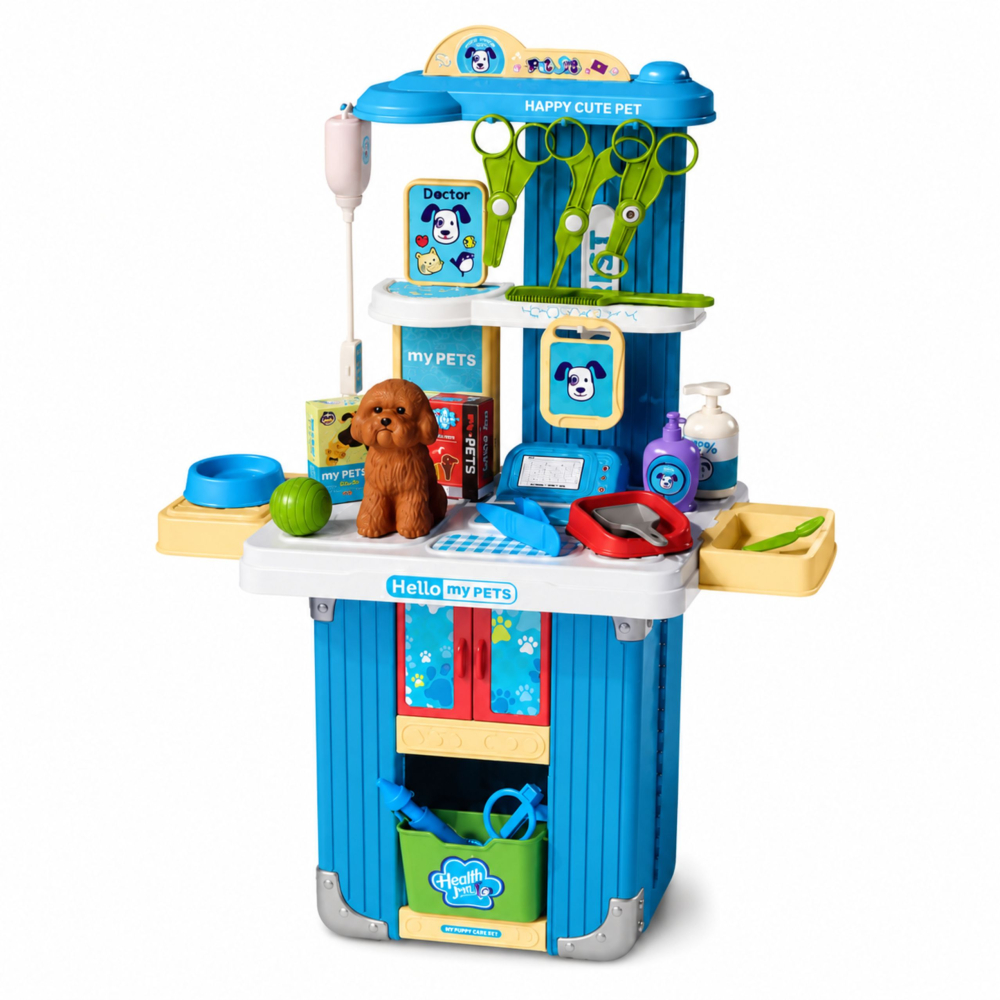 Geanta Veterinar Troller LEAN Toys cu Accesorii Ingrijire Catel Albastru 3 ani+ [2]