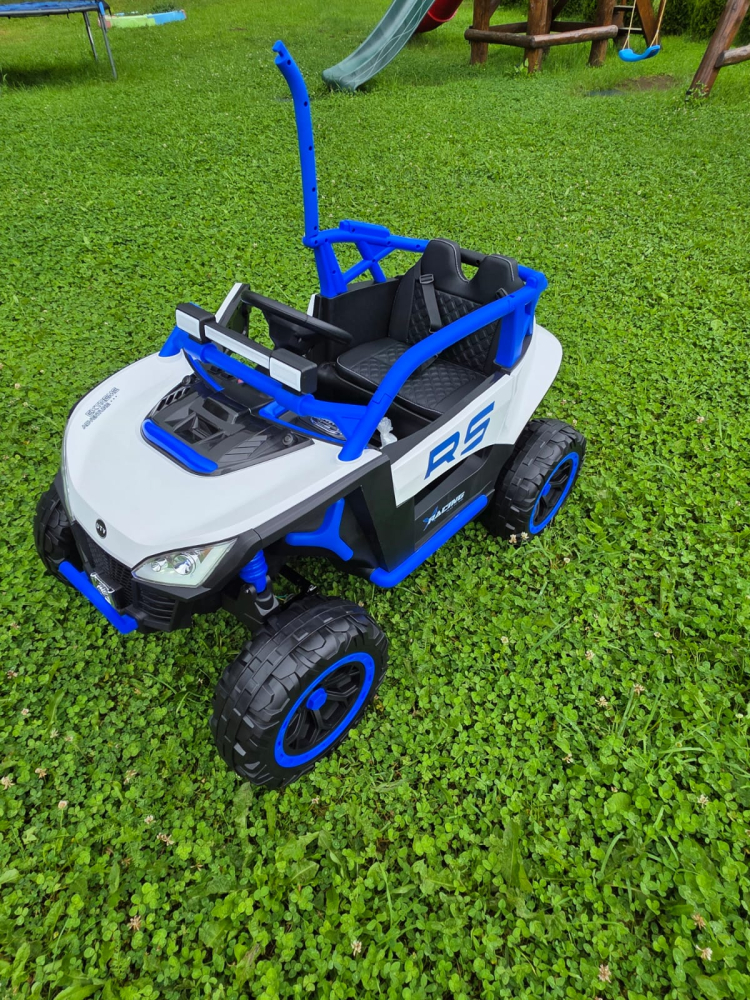UTV electric Buggy Off-Road pentru copii, 12V 7Ah, 4 motoare 25W, telecomanda parentala, USB, suspensii, alb cu albastru, baieti, 3-8 ani [3]