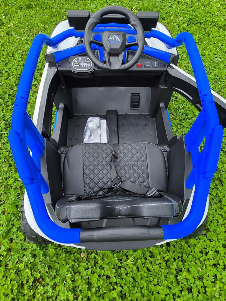 UTV electric Buggy Off-Road pentru copii, 12V 7Ah, 4 motoare 25W, telecomanda parentala, USB, suspensii, alb cu albastru, baieti, 3-8 ani [5]