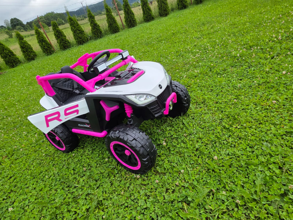 UTV electric Buggy Off-Road pentru copii, 12V 7Ah, 4 motoare 25W, telecomanda parentala, USB, suspensii, roz, 1 loc, 3-8 ani [7]