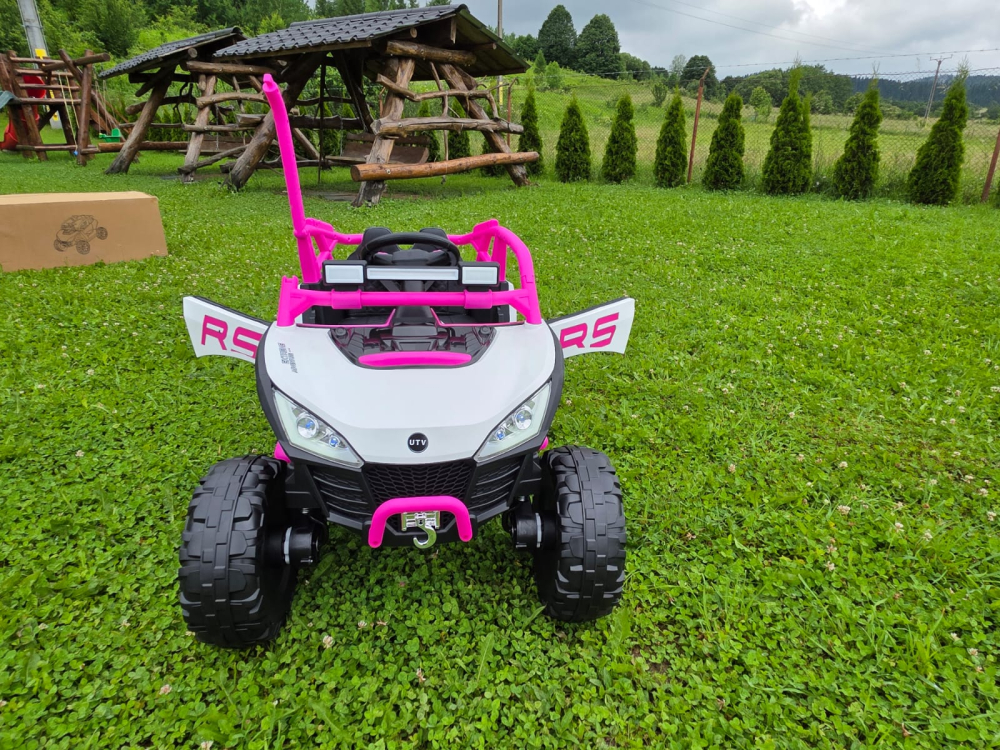 UTV electric Buggy Off-Road pentru copii, 12V 7Ah, 4 motoare 25W, telecomanda parentala, USB, suspensii, roz, 1 loc, 3-8 ani [8]