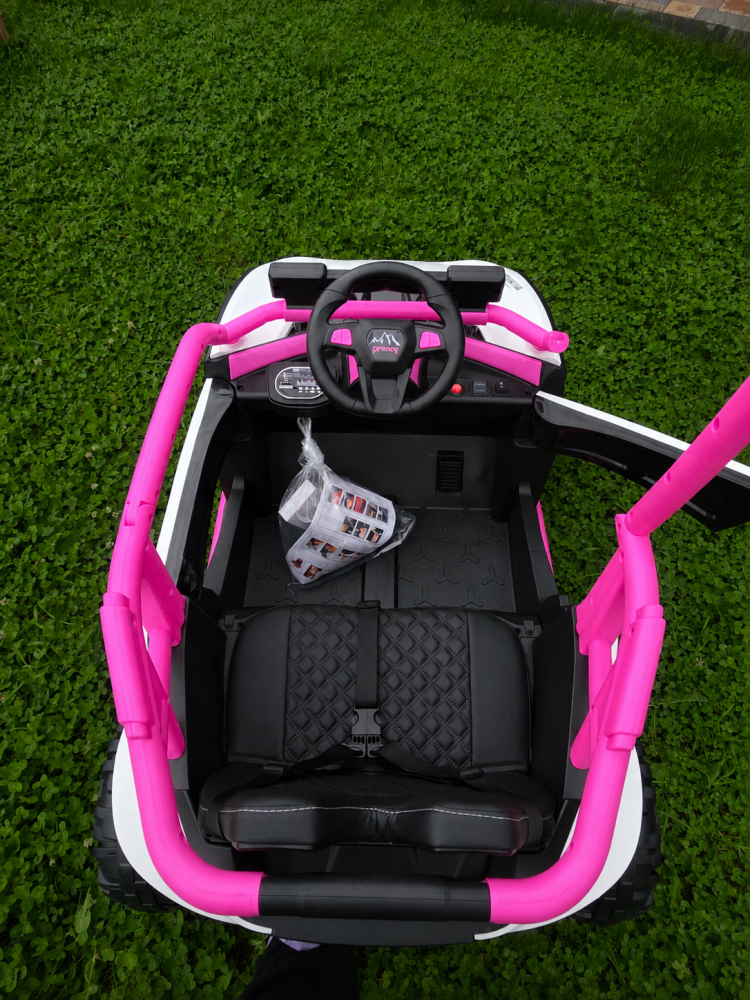 UTV electric Buggy Off-Road pentru copii, 12V 7Ah, 4 motoare 25W, telecomanda parentala, USB, suspensii, roz, 1 loc, 3-8 ani [5]