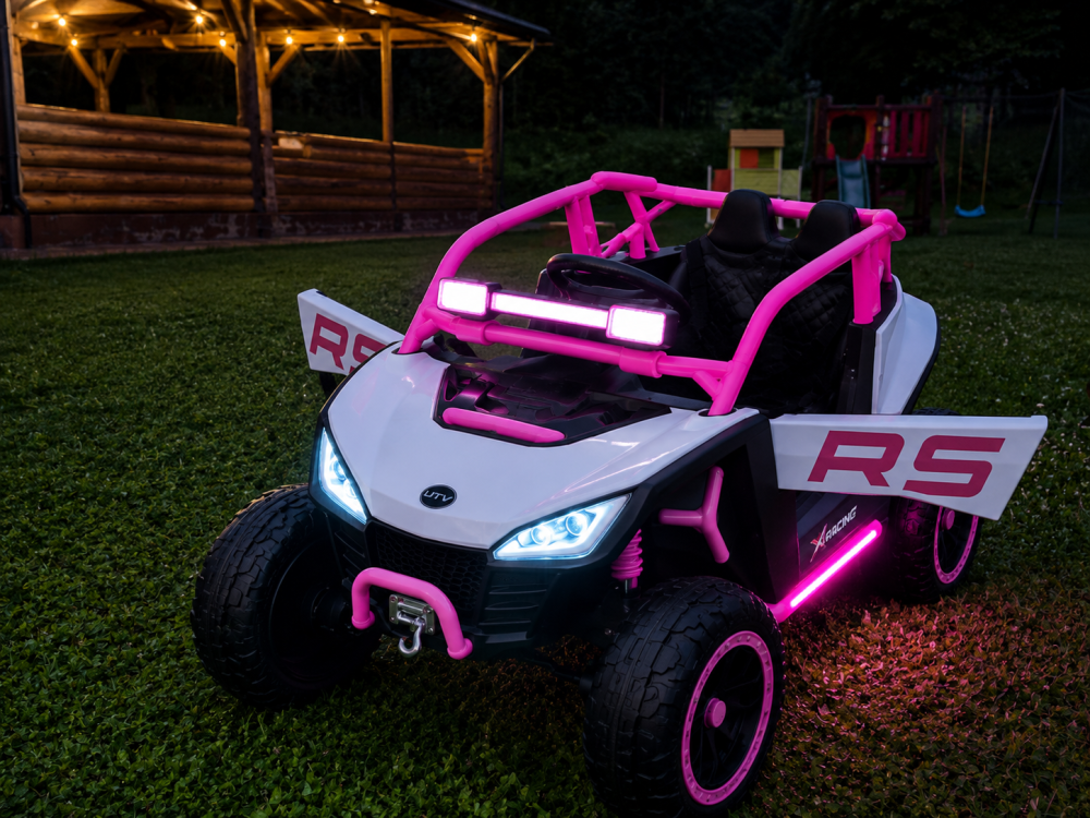 UTV electric Buggy Off-Road pentru copii, 12V 7Ah, 4 motoare 25W, telecomanda parentala, USB, suspensii, roz, 1 loc, 3-8 ani [2]