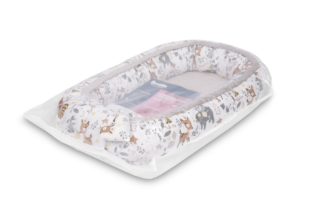 Baby Nest Velvet 80x45 White Forest Adventure cu Perna Inclusa [6]