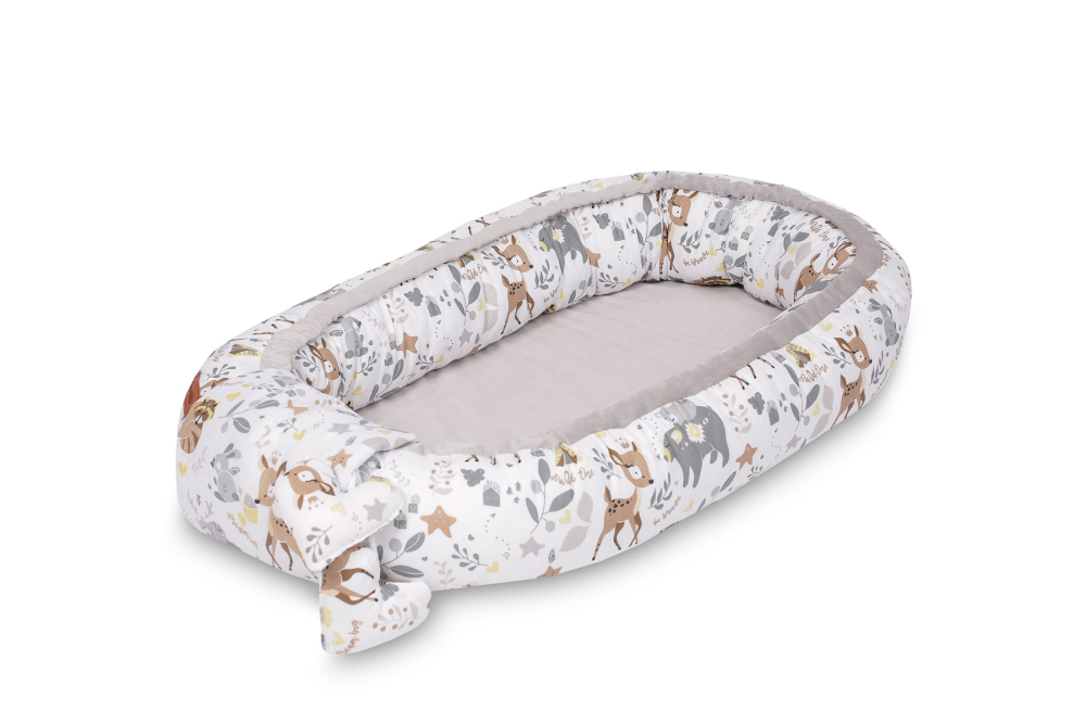 Baby Nest Velvet 80x45 White Forest Adventure cu Perna Inclusa [3]