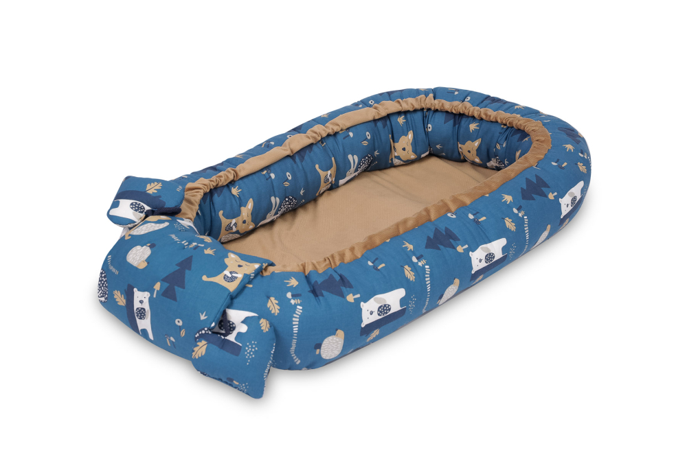 Velvet Baby Nest/Baby Cocoon – Bears Caramel + Pillow [3]