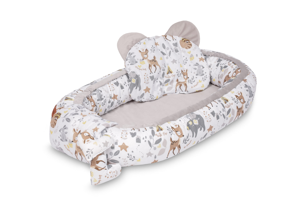 Baby Nest Velvet 80x45 White Forest Adventure cu Perna Inclusa [2]