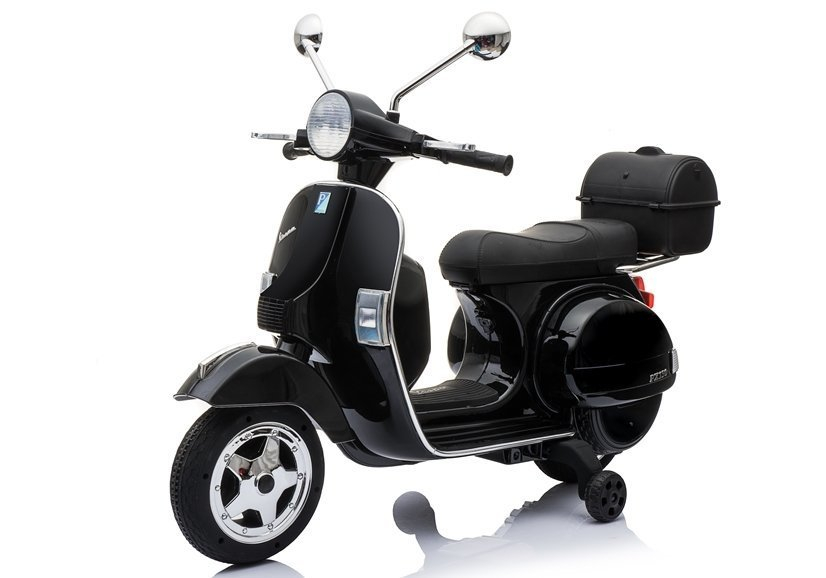 Motocicletă Electrică Scuter Vespa Negru, Scaun Piele, Roti EVA [5]
