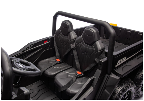 Masinuta electrica 6 roti XB-1038A 4x4 Off-Road pentru copii, 24V 7Ah, 4 motoare 200W, telecomanda, roti EVA, scaun piele, NEGRU, 3-8 ani [8]