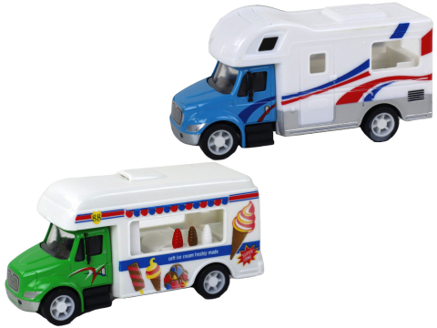 Set 4 Masinute Metalice 1:87 cu Frictiune – Ambulanta, Rulota, Autospeciala Livrare si Van Ice Cream [3]