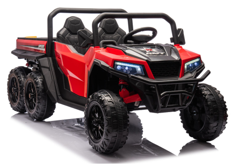 Vehicule electrice copii - Masinuta electrica 6 roti XB-1038A 4x4 Off-Road pentru copii, 24V 7Ah, 4 motoare 200W, telecomanda, roti EVA, scaun piele, ROSU, 3-8 ani