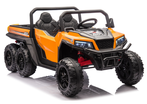 Vehicule electrice copii - Masinuta electrica 6 roti XB-1038A 4x4 Off-Road pentru copii, 24V 7Ah, 4 motoare 200W, telecomanda, roti EVA, scaun piele, PORTOCALIU, 3-8 ani