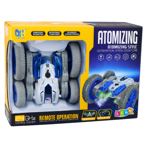 Masina cascadorii telecomandata RC cu lumini fum drift 360° albastra [5]