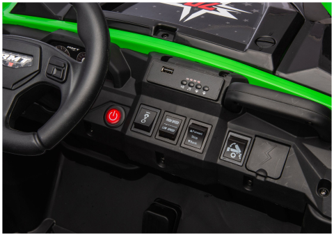 Masinuta electrica Buggy XB-1038A, 6 roti, 24V 7Ah, 4 motoare 200W, scaun piele, telecomanda, Verde, 3-8 ani [11]