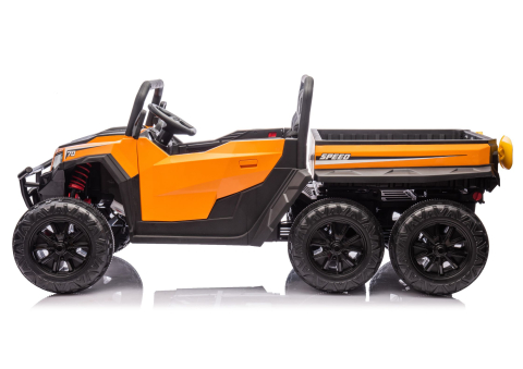 Masinuta electrica 6 roti XB-1038A 4x4 Off-Road pentru copii, 24V 7Ah, 4 motoare 200W, telecomanda, roti EVA, scaun piele, PORTOCALIU, 3-8 ani [7]