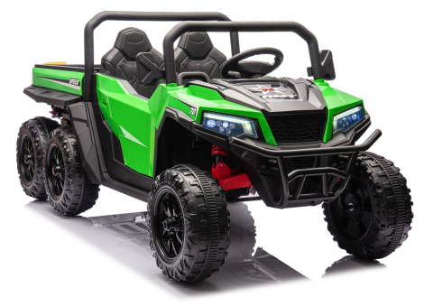 ATV & BUGGY electrice - Masinuta electrica Buggy XB-1038A, 6 roti, 24V 7Ah, 4 motoare 200W, scaun piele, telecomanda, Verde, 3-8 ani