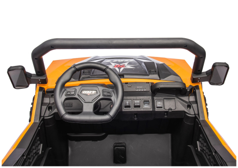 Masinuta electrica 6 roti XB-1038A 4x4 Off-Road pentru copii, 24V 7Ah, 4 motoare 200W, telecomanda, roti EVA, scaun piele, PORTOCALIU, 3-8 ani [10]