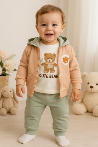 Imbracaminte - Set bebelus Cute Bear – Bluza, Hanorac, Pantaloni