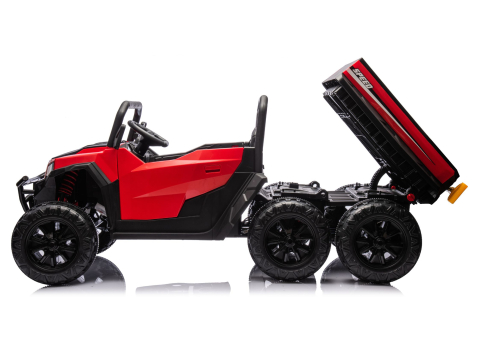 Masinuta electrica 6 roti XB-1038A 4x4 Off-Road pentru copii, 24V 7Ah, 4 motoare 200W, telecomanda, roti EVA, scaun piele, ROSU, 3-8 ani [7]