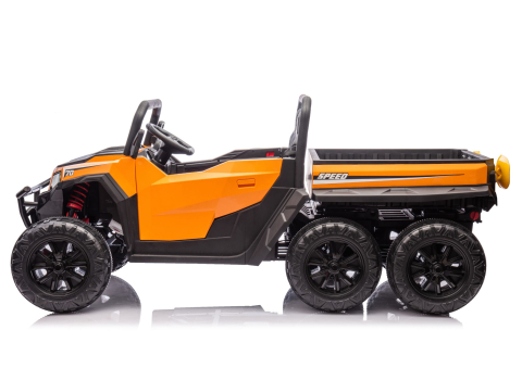 Masinuta electrica 6 roti XB-1038A 4x4 Off-Road pentru copii, 24V 7Ah, 4 motoare 200W, telecomanda, roti EVA, scaun piele, PORTOCALIU, 3-8 ani [2]