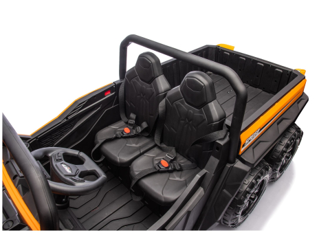 Masinuta electrica 6 roti XB-1038A 4x4 Off-Road pentru copii, 24V 7Ah, 4 motoare 200W, telecomanda, roti EVA, scaun piele, PORTOCALIU, 3-8 ani [9]