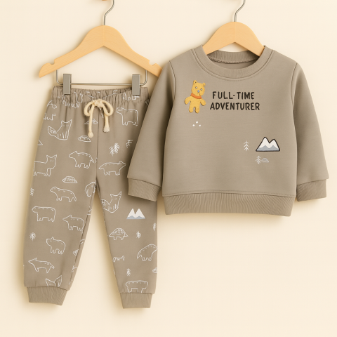 Set bluzita si pantaloni bebe imprimeu animale grafice [1]