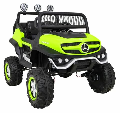 Mercedes Unimog - Masinuta electrica verde 4x45W cu telecomanda si roti EVA, 2 locuri [2]