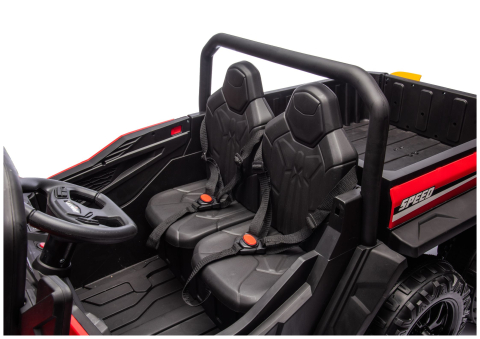 Masinuta electrica 6 roti XB-1038A 4x4 Off-Road pentru copii, 24V 7Ah, 4 motoare 200W, telecomanda, roti EVA, scaun piele, ROSU, 3-8 ani [9]