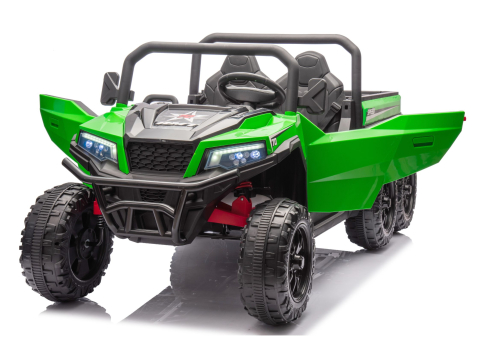 Masinuta electrica Buggy XB-1038A, 6 roti, 24V 7Ah, 4 motoare 200W, scaun piele, telecomanda, Verde, 3-8 ani [5]