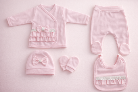 Costum Serde Baby 0-3 luni 5 piese cu volanase [2]