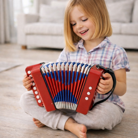 Jucarii Copii - Acordeon Muzical pentru Copii Mici Rosu