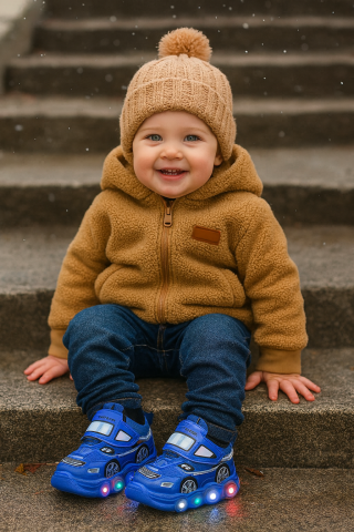 Imbracaminte, incaltaminte - Adidasi albastri cu luminite - Car