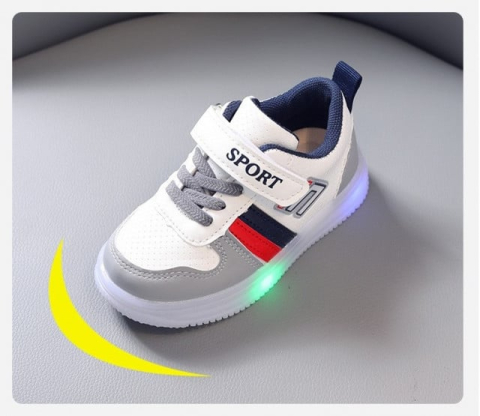 Adidasi albi cu GRI, ROSU si bleumarine cu luminite [3]