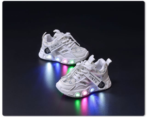 Adidasi albi cu luminite - Seika [2]