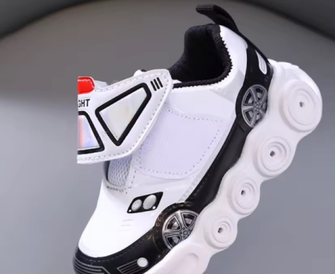 Adidasi albi cu NEGRU cu luminite - Car [5]