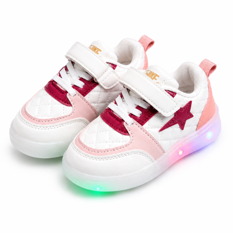 Adidasi - Adidasi albi cu VISINIU cu luminite - Star