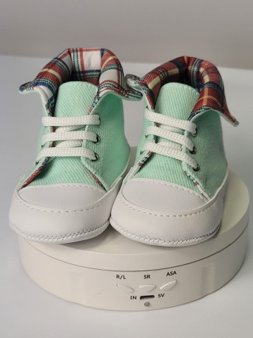 Adidasi bebe turcoaz cu interior in carouri Pattini [2]