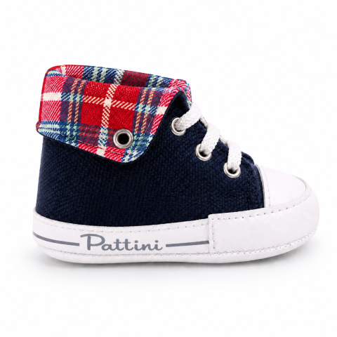 Adidasi bebe BAIETI bleumarin cu interior in carouri Pattini [5]