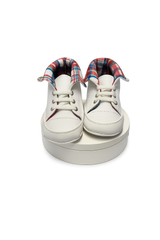 Adidasi bebe albi cu interior in carouri Pattini [1]