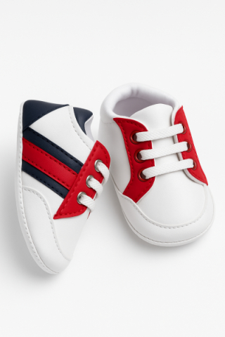 Adidasi bebe unisex Pattini alb cu rosu si albastru comozi [1]